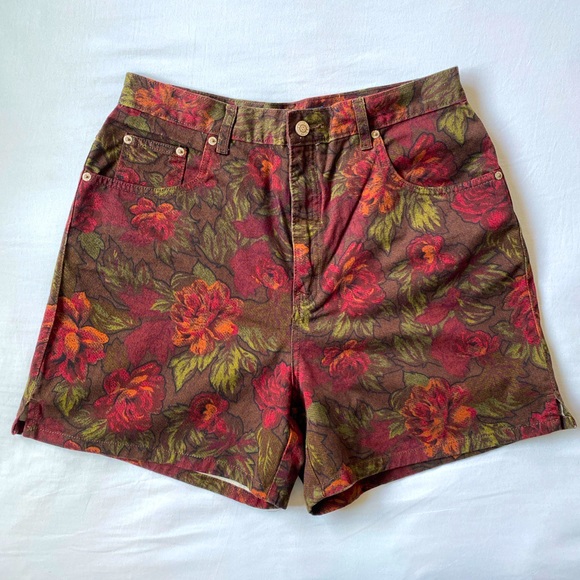 Vintage Pants - Vintage Halston Jeanswear Floral Short